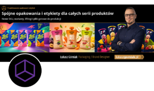 Projektowanie opakowań i etykiet – fanpage z seriami produktowymi i wariantami SKU Łukasza Górniaka